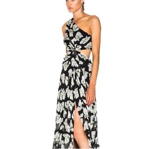 Cinq à Sept Black and White One-Shoulder Dress